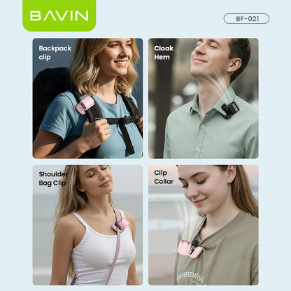 BAVIN BF021 Portable Clip Fan 1200mAh Rechargeable Desk Fan w/High Speed 16000RPM+3 SpeedStrong Wind