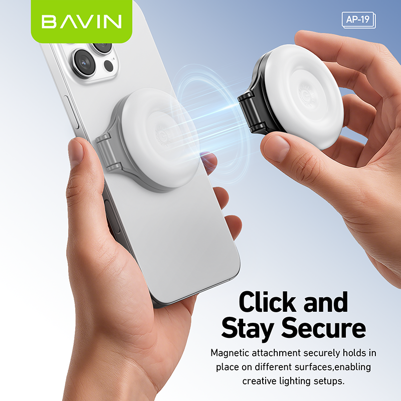 BAVIN D-Z-P19 Foldable Magnetic Fill Light w/ 3 Modes Adjustable Brightness & 120° Angle