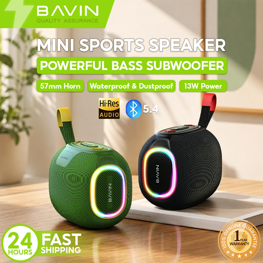 BAVIN BM33 TWS Portable Outdoor Wireless Bluetooth Speaker w/ RGB +13W Super Bass Sound Hi-Fi Stereo