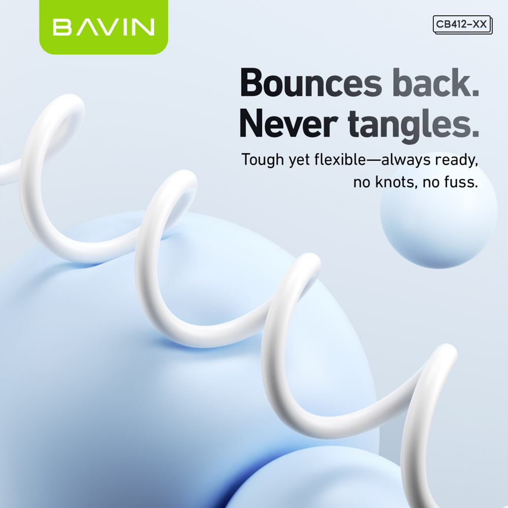 BAVIN CB412 1m/1.2m Fast Charging Cable Supports 12W/18W/30W/60W for Micro/iPhone/ Type-C & High Speed