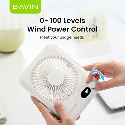 BAVIN BF006 Ultra-Thin Portable Mini Desktop Fan w/ 4-Speed Strong Wind for Office and Home