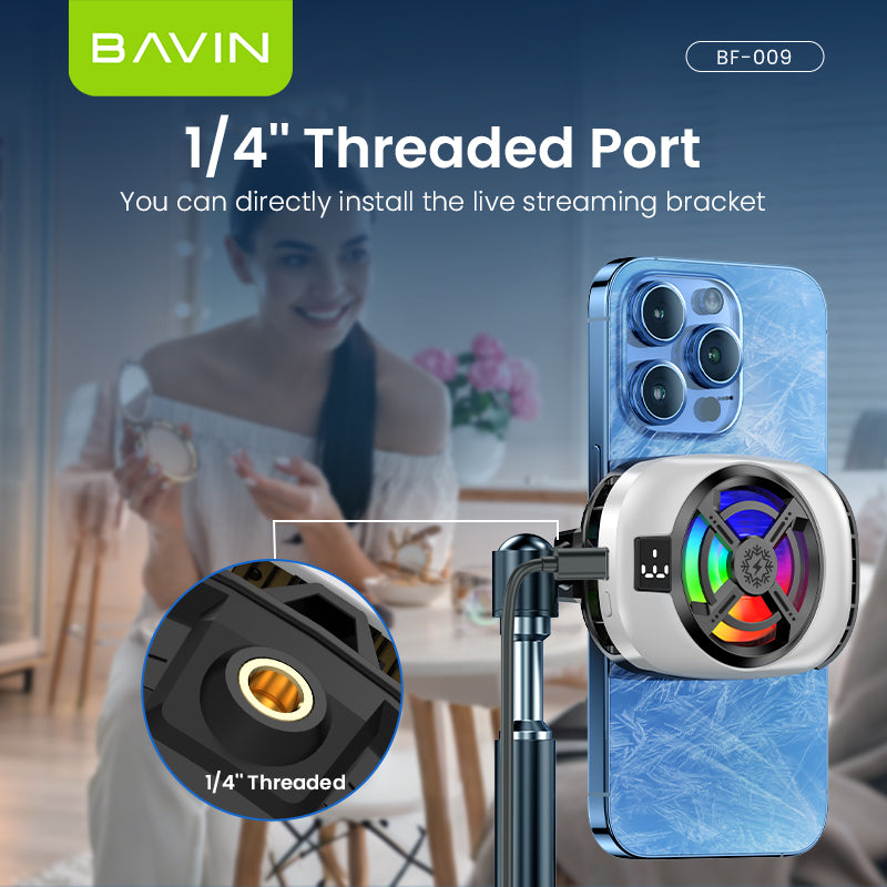 BAVIN BF-009 Gaming Phone Cooler Semiconductor Radiator w/ Clip-On Mount Dual Vent Airflow & Silent Cooling