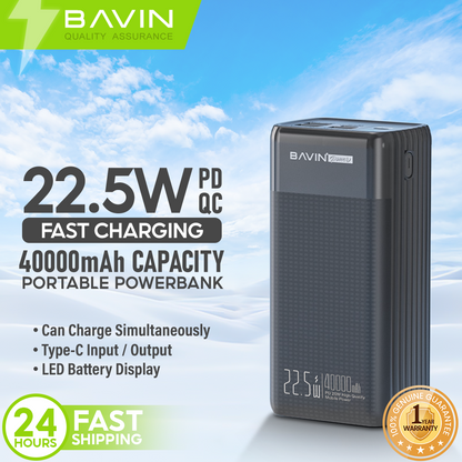 BAVIN PC069 Pro 22.5W 40000mAh Fast Charging Large Capacity Powerbank w/ Multiple 3.0A Output & Input