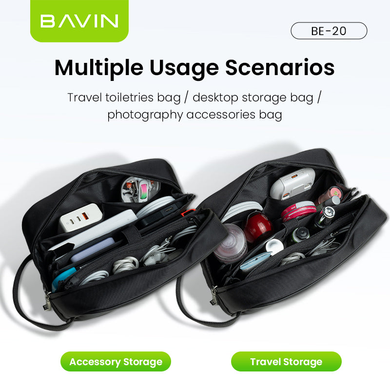 BAVIN E-BE20 Large Capacity Waterproof Bag w/ Password Lock For Earphones, USB Cables, Chargers & Digital Accessories Bag