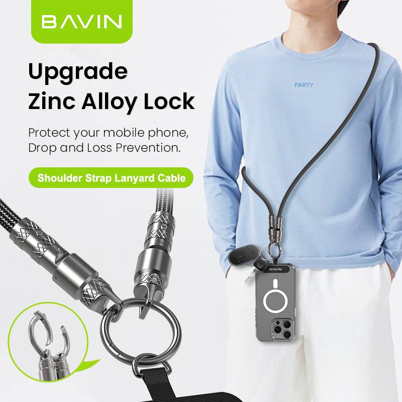 BAVIN U-CB374-XX Fast Charging Cable w/ Crossbody & Wrist Lanyard