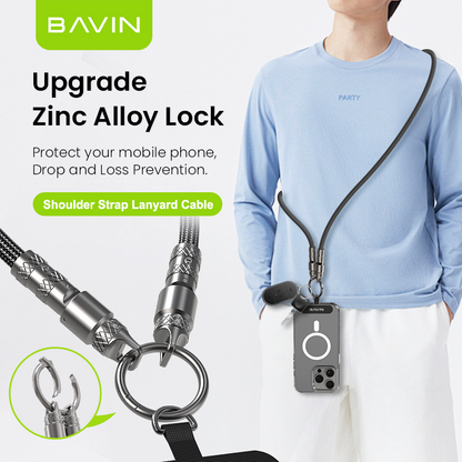 BAVIN U-CB374-XX Fast Charging Cable w/ Crossbody & Wrist Lanyard