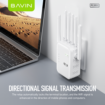 BAVIN C-PC2053 Wireless WiFi Repeater & Signal Extender (2.4G/5G, Up to 1200Mbps)