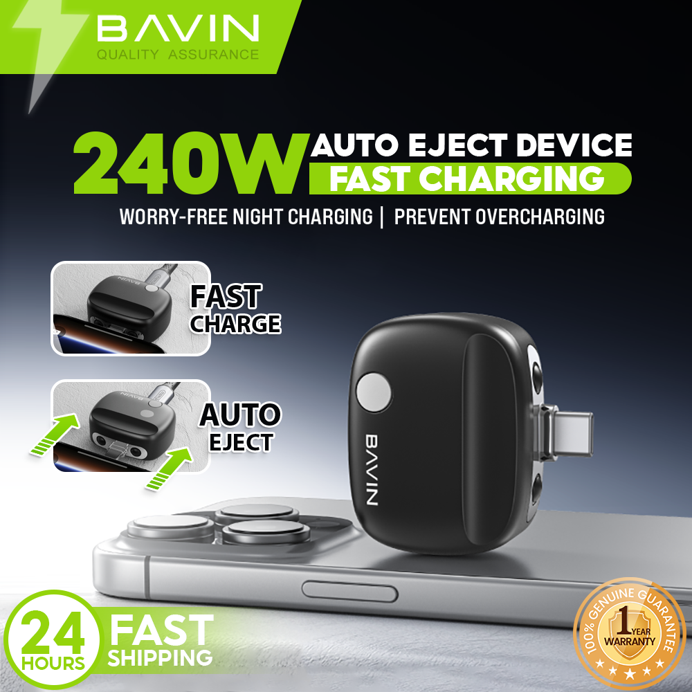 BAVIN PC2210 240W Fast Charging Type-C AI Smart Auto Cut Off Adapter for Laptops,iP & Android Phones