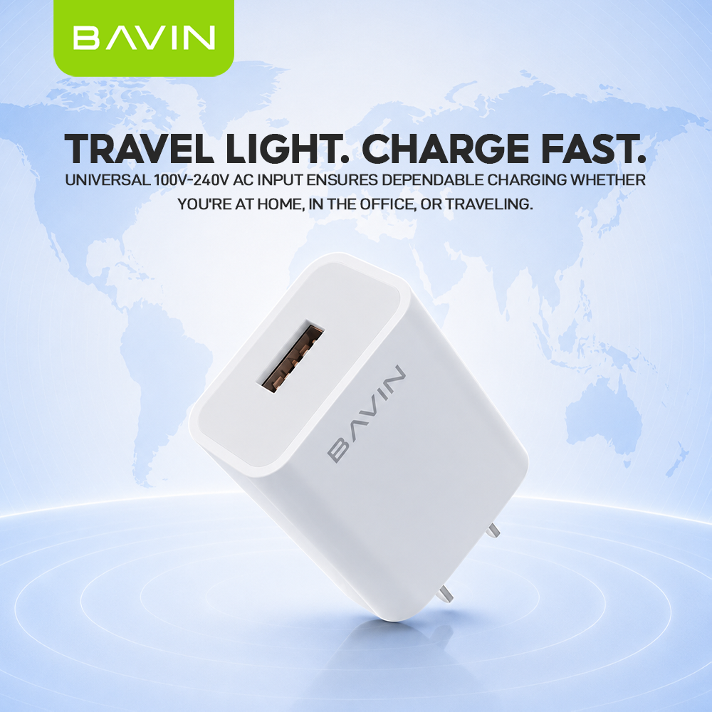 BAVIN PC658Y 3.0A Quick Charging Charger w/ 1 Meter Charging Cable for Micro / iPhone /Type-C