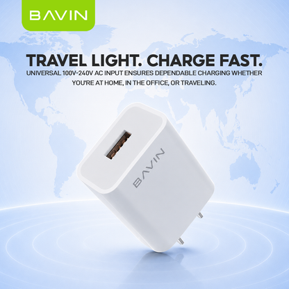BAVIN PC658Y 3.0A Quick Charging Charger w/ 1 Meter Charging Cable for Micro / iPhone /Type-C