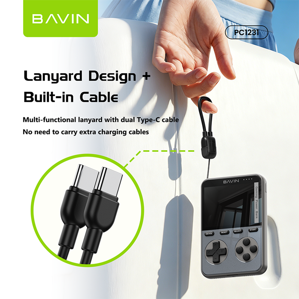 BAVIN PC1231S 2in1 10000mAh 20W Game Console Power bank Magnetic Wireless w/ Dual Type-C Cable + TF Card