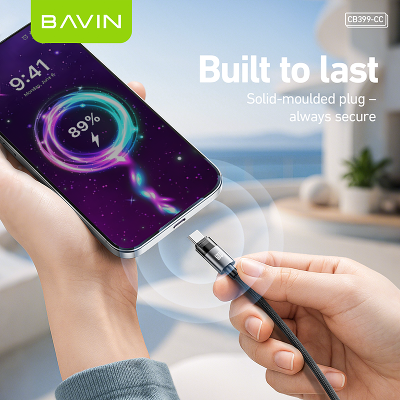 BAVIN U-CB399 60W Fast Charging & Data Cable w/ Type-C to Type-C & Type-C to iPhone Supports Laptop, Smartphones