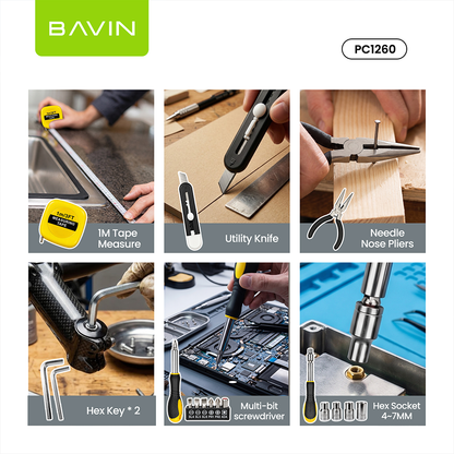 BAVIN PC1260 Solar Mini Portable Emergency Tool box w/4000mAh Powerbank+Work Light for Home, Camping
