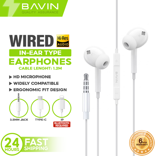 BAVIN HX869 Hi Res Audio Music Wired Earphone Stereo Sounds Widely Compatible for  Type C 3.5mm iPhone