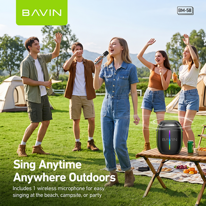 BAVIN BM58 250W Portable Party Bluetooth Karaoke Speaker 12000mAh with RGB LED Lights & Wireless Mic