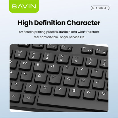 BAVIN K989 Wired Keyboard & Mouse Set Extra Durable & Splashproof Compatible for Computer / Laptop