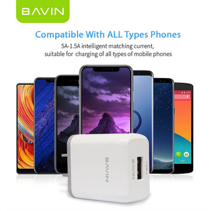 BAVIN PC368 2.4A Wall Charger w/ Multi-Protection & 1 Meter Cable for Micro / Type-C / iPhone