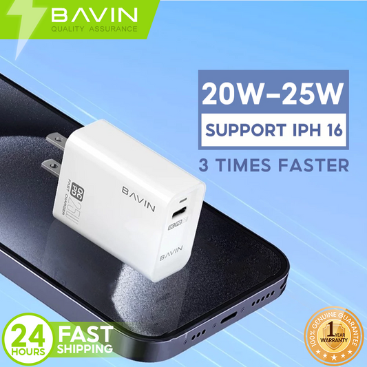 BAVIN PC657 25W & 20W PD Fast Charging Adapter Type-C Power Delivery Charging Compatible for iPhone 16
