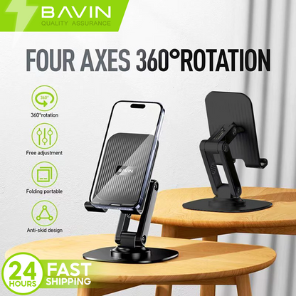 BAVIN PS37 Portable Folding  Phone Holder & Tablet Stand with Four-Axis Linkage 360 Degree Rotation