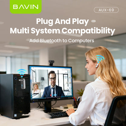 BAVIN AUX69 Hi-Fi Bluetooth 5.3 Wireless Audio Receiver Adapter w/ Built in Mic & 3.5mm AUX Jack for Car & Home Audio