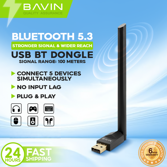BAVIN O111 USB Bluetooth 100M Dongle Adapter Wireless Range for PC/Speaker/Laptops/Mouse/Keyboard/Music Audio Receiver
