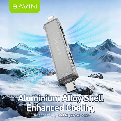 BAVIN O92 3-in-1 USB2.0 Portable Card Reader TF + SD + USB OTG w/480Mbps For Laptop, Smartphone, Tablet & OTG Supported