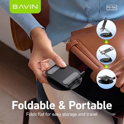 BAVIN PS104 Portable Foldable 360° Rotating Metal Desk Phone Holder Universal Stand for Phone/Tablet