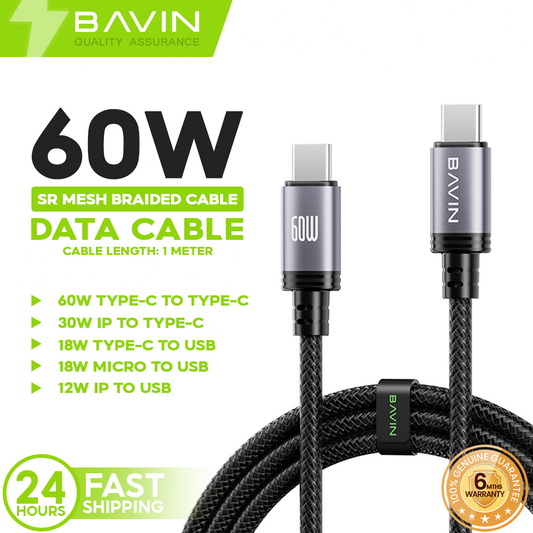 BAVIN CB364 60W PD Fast Charging Aluminum Alloy Data Cable w/ 1 Meter for Type-C / Micro / iPhone 17
