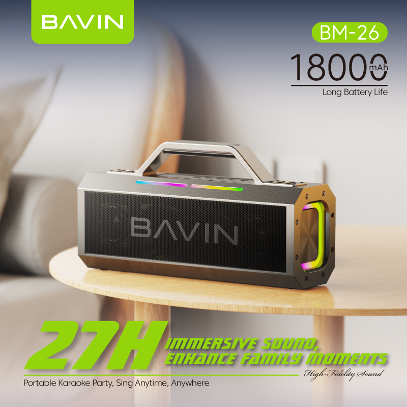 BAVIN DV-BM26 Outdoor Bluetooth Speaker Splash Proof & Durable w/ 2 Wireless Microphones