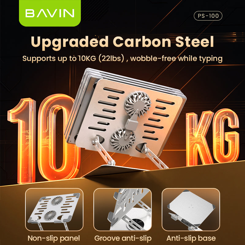 BAVIN PS100 Laptop Stand 360 Rotating Adjustable Angled Metal Holder With Fan Aluminum Alloy Holder