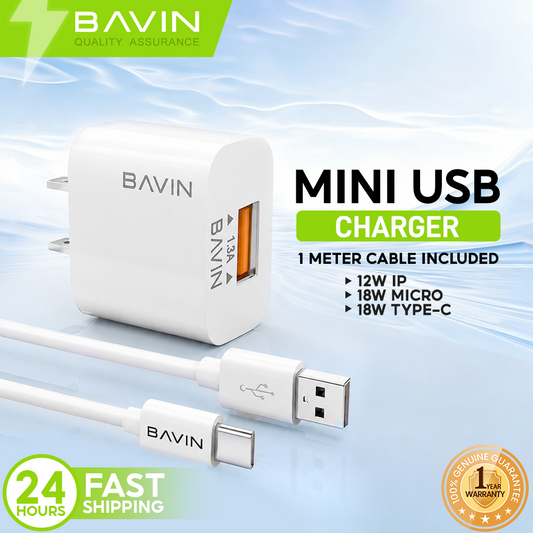 BAVIN PC515 Universal Adapter Charger Smart Mini USB Over Charge Protection for Micro / iPhone / Type-C