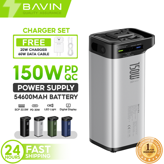 BAVIN PC021 54600mAh 150W Portable Power Supply Powerbank 22.5W w/ LED Light & Display