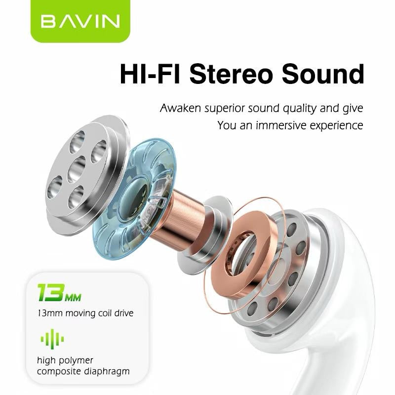 BAVIN BA32 TWS Bluetooth Earphones Sports Wireless Earbuds HIFI Stereo Sound for HUAWEI Xiaomi VIVO Android Phones