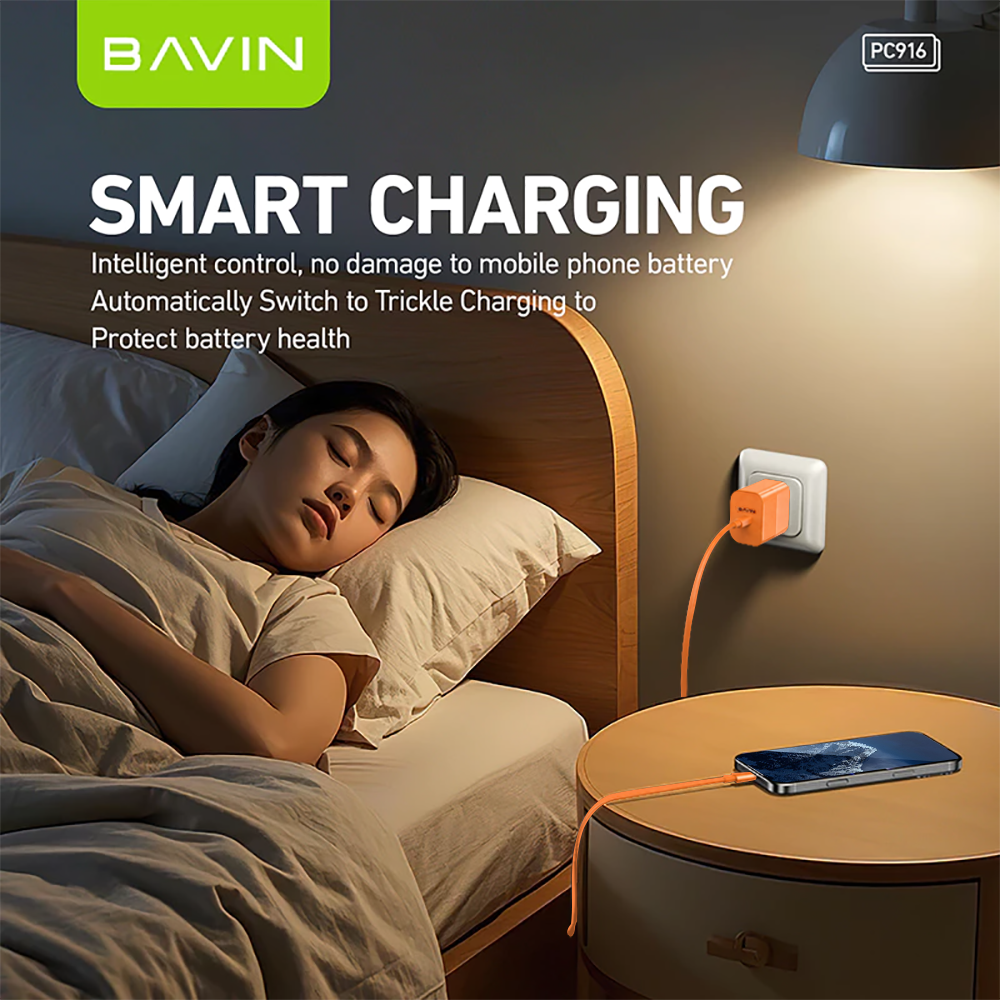 BAVIN PC916 30W PD Fast Charging Wall Charger Compatible for Type-C to Type C & Type-C to iPhone