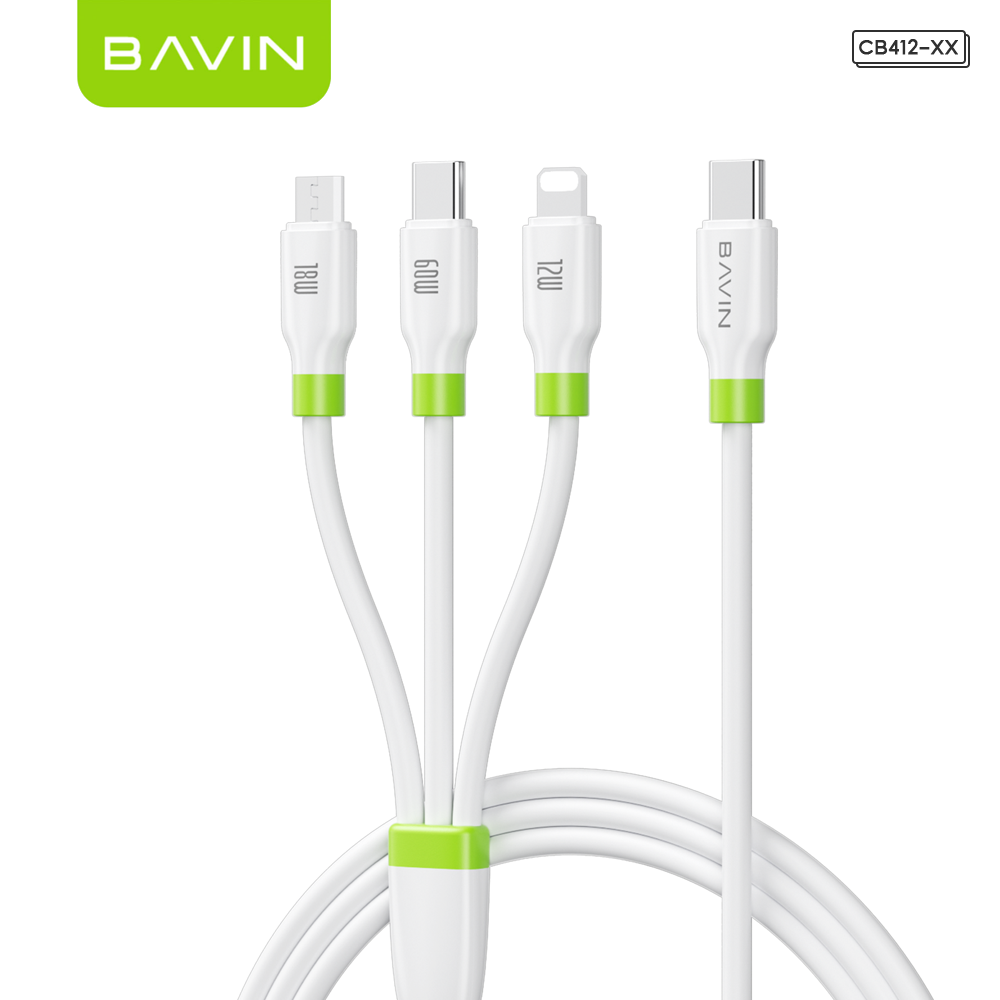 BAVIN CB412 1m/1.2m Fast Charging Cable Supports 12W/18W/30W/60W for Micro/iPhone/ Type-C & High Speed