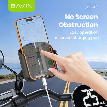 BAVIN PS93 Universal 360° Adjustable Shockproof Rearview Mirror Phone Holder Anti-Slip Mount for Motorcycle & Bike