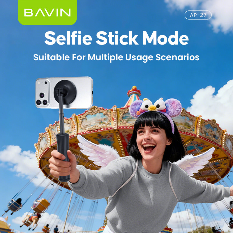 BAVIN P27 Magnetic Phone Holder Stand w/ Adjustable Bracket w/ Selfie Stick for Live , Video Calls & Mobile Phones