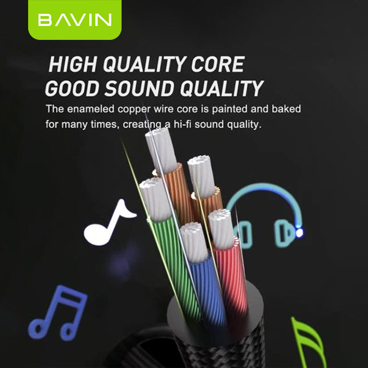BAVIN AUX20 3.5mm Jack Audio Splitter 25cm Length Wire w/ 3.5mm Input & 2x 3.5mm Output