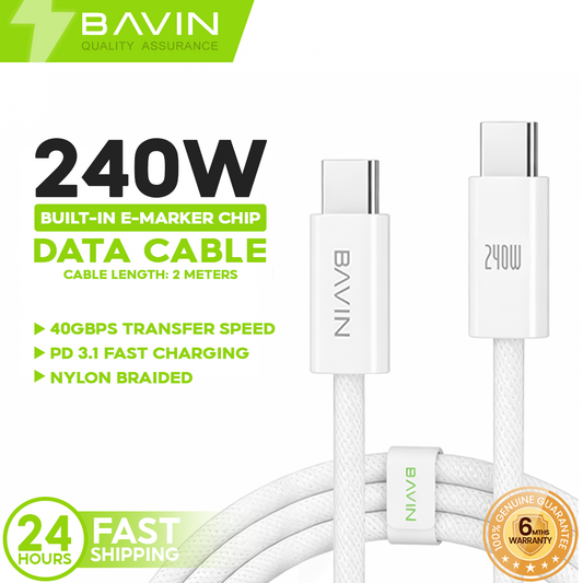 BAVIN CB326 PD3.1 240W 5A/48V USB C to USB C Cord 2 Meter Fast Charging Cable for Laptop and Phones