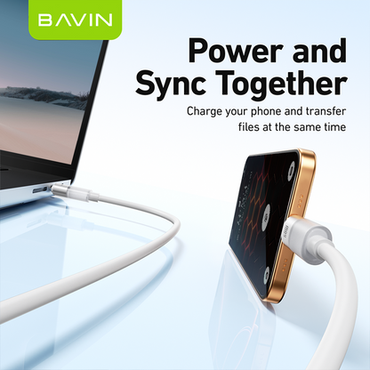 BAVIN CB402 60W/30W PD Fast Charging Liquid Silicone & Data Transfer Cable w/ 1m Type-C to Type-C / Type-C to iPhone