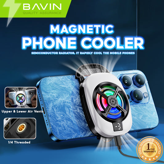 BAVIN BF-009 Gaming Phone Cooler Semiconductor Radiator w/ Clip-On Mount Dual Vent Airflow & Silent Cooling