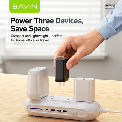 BAVIN C-PC2065-CC 65W PD+QC Fast Charging w/ Type-C+USB Multi Ports Output Charger Cable Set