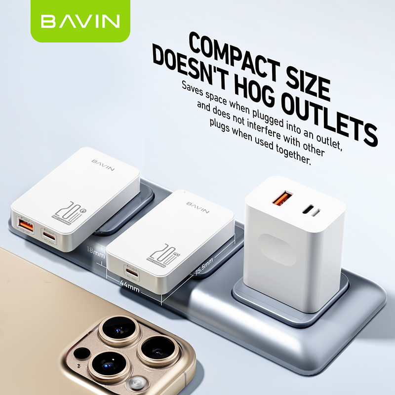BAVIN C-PC2028-XX 20W PD QC3.0 Ultra Slim Fast Charger USB & Type-C Foldable Plug