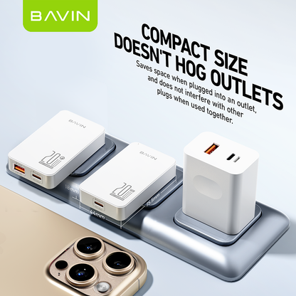 BAVIN C-PC2028-XX 20W PD QC3.0 Ultra Slim Fast Charger USB & Type-C Foldable Plug