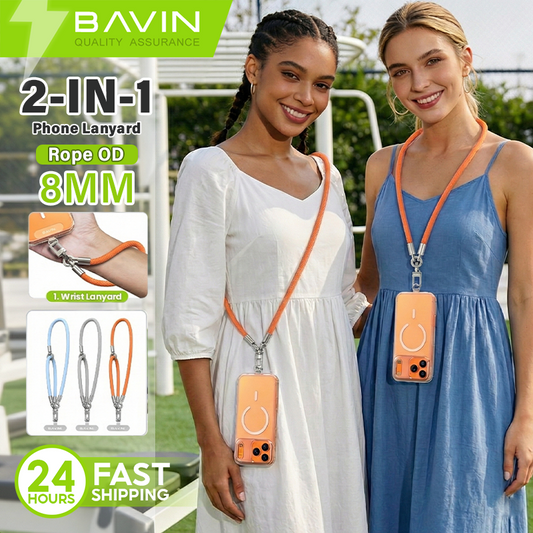 BAVIN BE21 2in1 Detachable Double Rope Phone Lanyard Crossbody & Wrist -Universal Strap for Phone Case