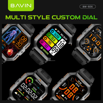 BAVIN BW606 Waterproof Sport Smart Watch 2.01" HD Display w/ AI Voice, Flashlight & Health Monitor for Smartphones