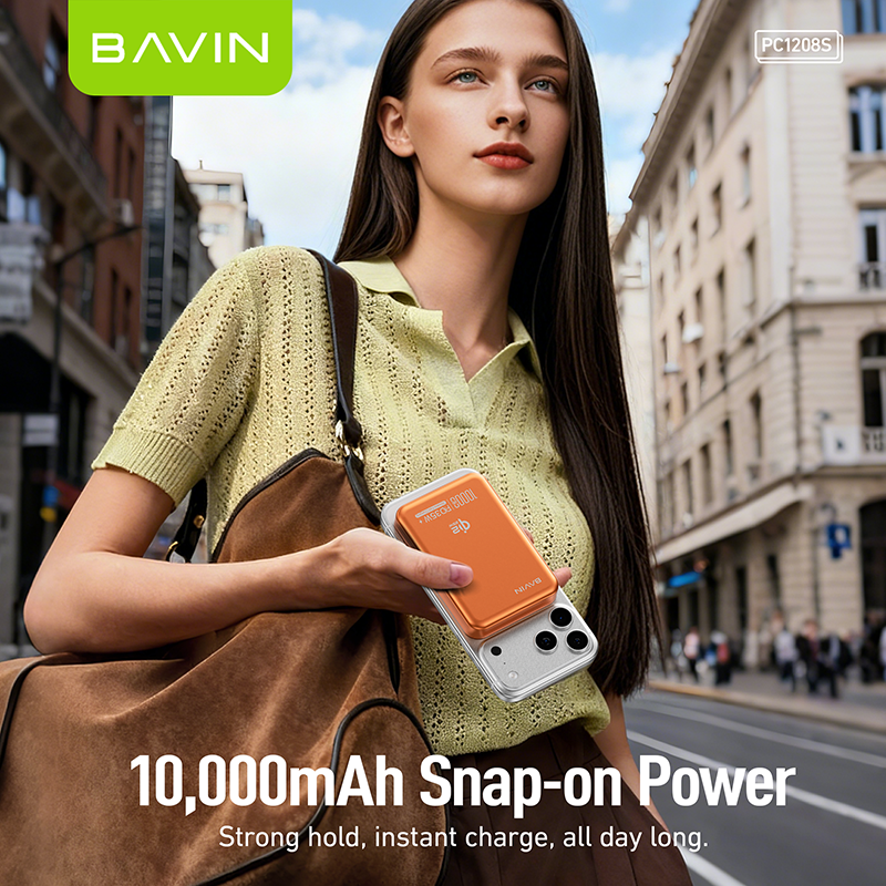 [Qi2 25W] BAVIN PC1208S 10000mAh 25W Magnetic Wireless Powerbank + PD 35W Fast Charge for iPhone 17 Series
