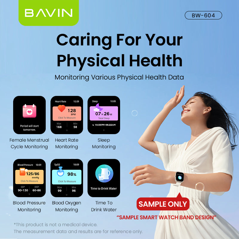 BAVIN BW604 Smart Watch 2.01" Display, Bluetooth Calling, Fitness & Sports Modes, Health Tracking Compatible for Smartphones