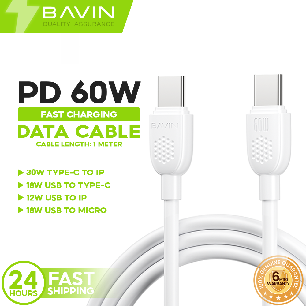 BAVIN CB360 60W Fast Charging Type-C to Type-C Cable 480Mbps Data Transfer for iPhone/Micro/Type-C