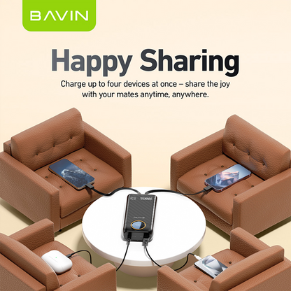 BAVIN Y-PC1152 10000mAh Fast Charging Powerbank 22.5W w/ LED Display & Built-in Dual Cables Type-C / iPhone